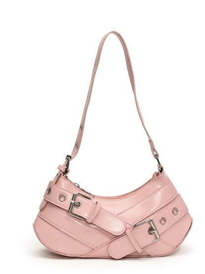 PU Leather Buckle Shoulder Bag