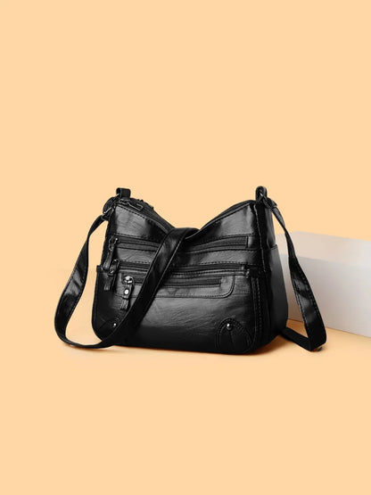 PU Leather Multi Pockets Shoulder Bag