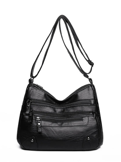 PU Leather Multi Pockets Shoulder Bag