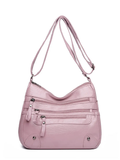 PU Leather Multi Pockets Shoulder Bag