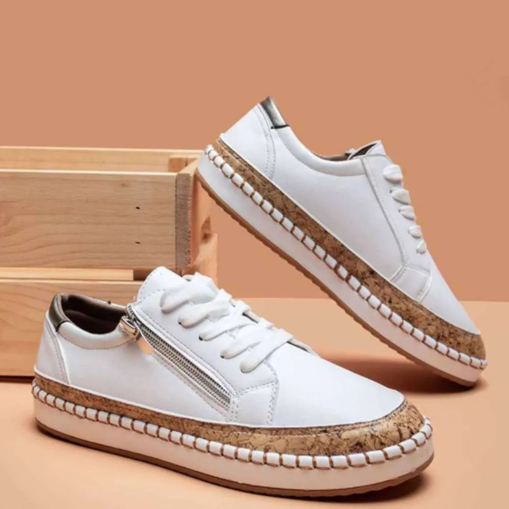 PU Leather Round Toe Flats Sneakers