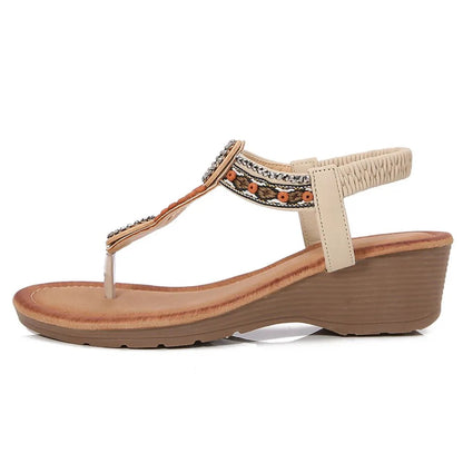 Rivet Decor Toe Post Wedge Sandals