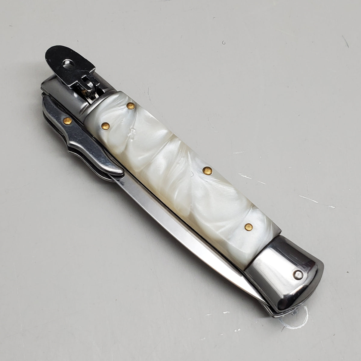 ZA@ ARMED FORCE TACTICAL 8” Handcrafted OTF Pocket Knife – Ivory ST-11WP
