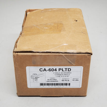 R.F. PRODUCTS (50 Pack) 2 Hole Angle 90 Deg Channel Bracket 1-5/8" X 2-5/16" Galvanized CA-604PLTD Strut