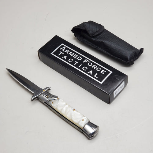 ZA@ ARMED FORCE TACTICAL 8” Handcrafted OTF Pocket Knife – Ivory ST-11WP