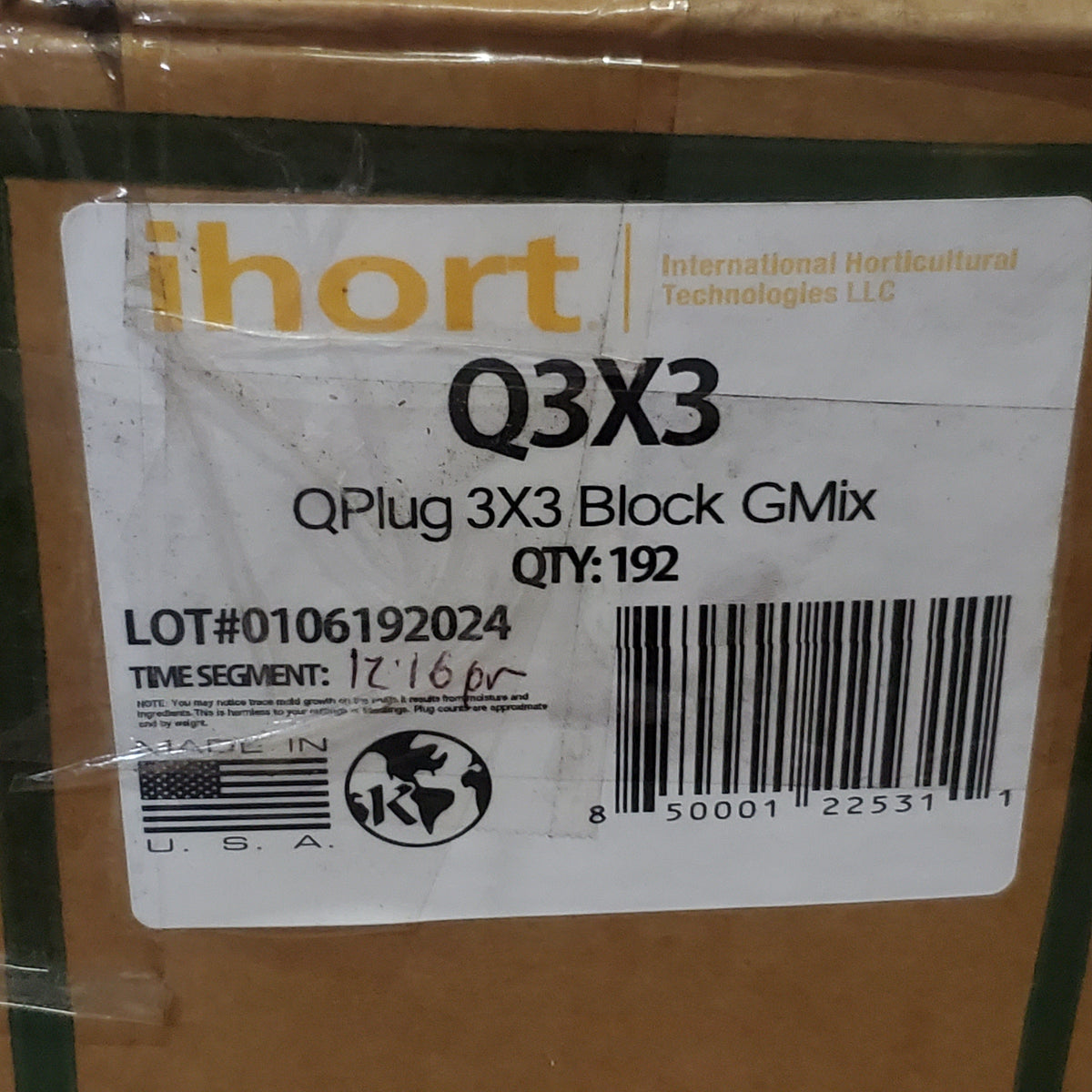 IHORT (192 Pack) Horticultural Q Plug Grow Blocks Gmix 3x3x3 Q3X3BLOCK