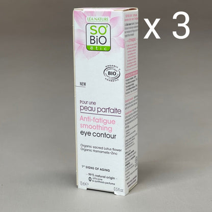 SO BIO ETIC (3-PACK) Anti-fatigue Smoothing Eye Contour .5 OZ (New)