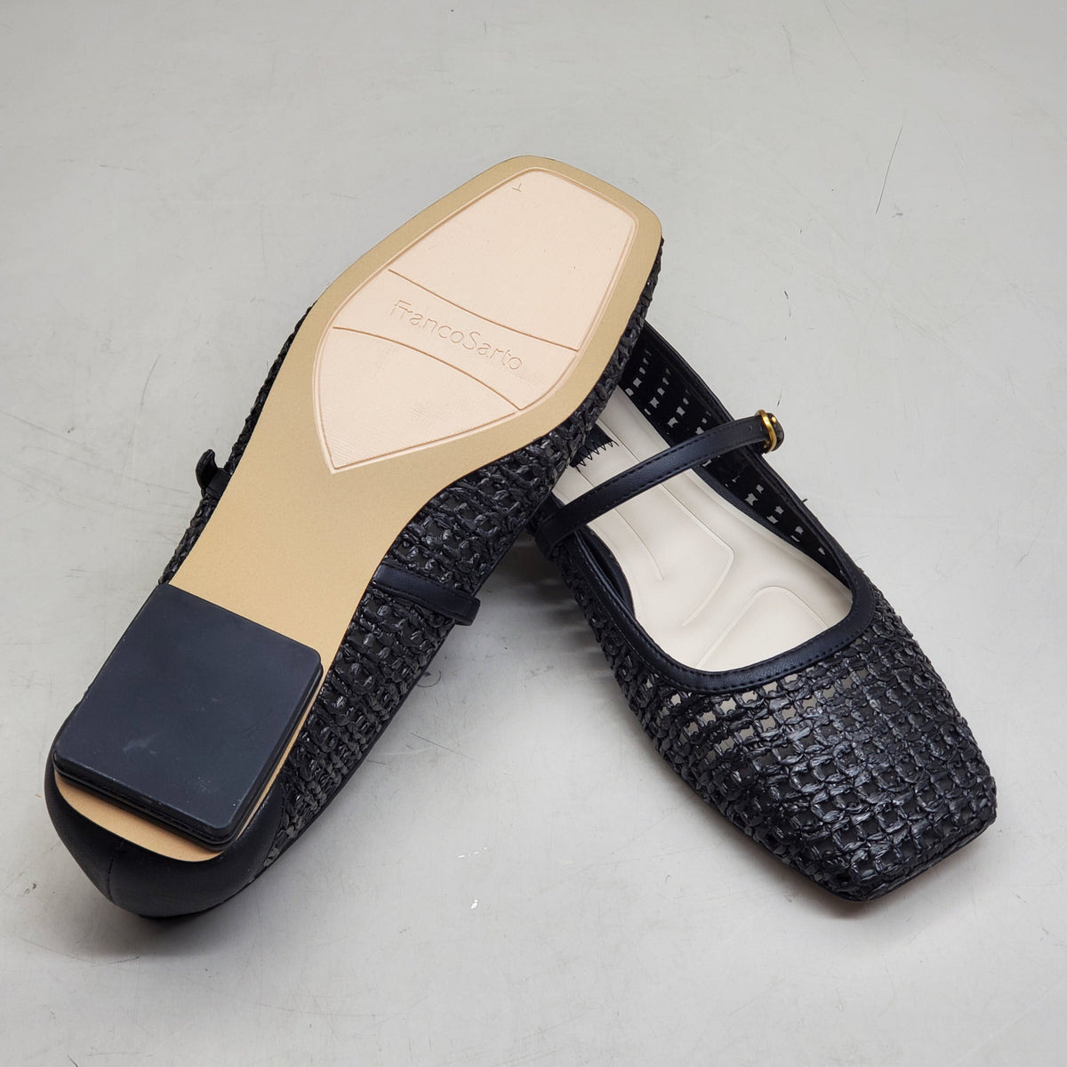 FRANCO SARTO L-Tinsley Mary Jane Women's Flat SZ M 7 Black