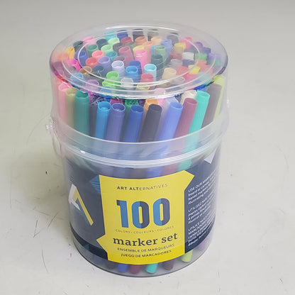 ART ALTERNATIVES Fine Tipped Water Base Marker Set 100 PC Mixed AA1174