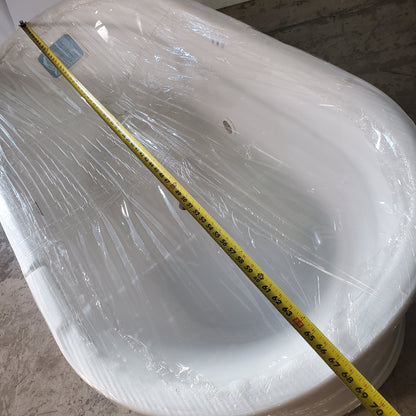 WOODBRIDGE 67” Freestanding Air Bubble Soaking Tub - White w/ Black Drain