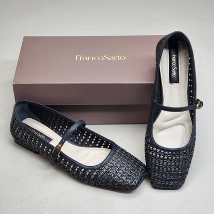 FRANCO SARTO L-Tinsley Mary Jane Women's Flat SZ M 7 Black