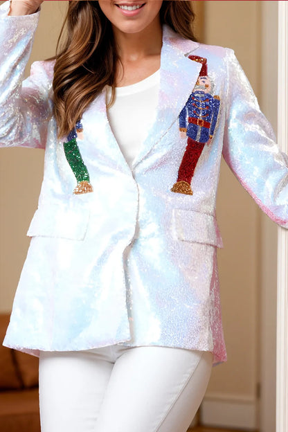 Sequin Nutcracker Long Sleeve Blazer