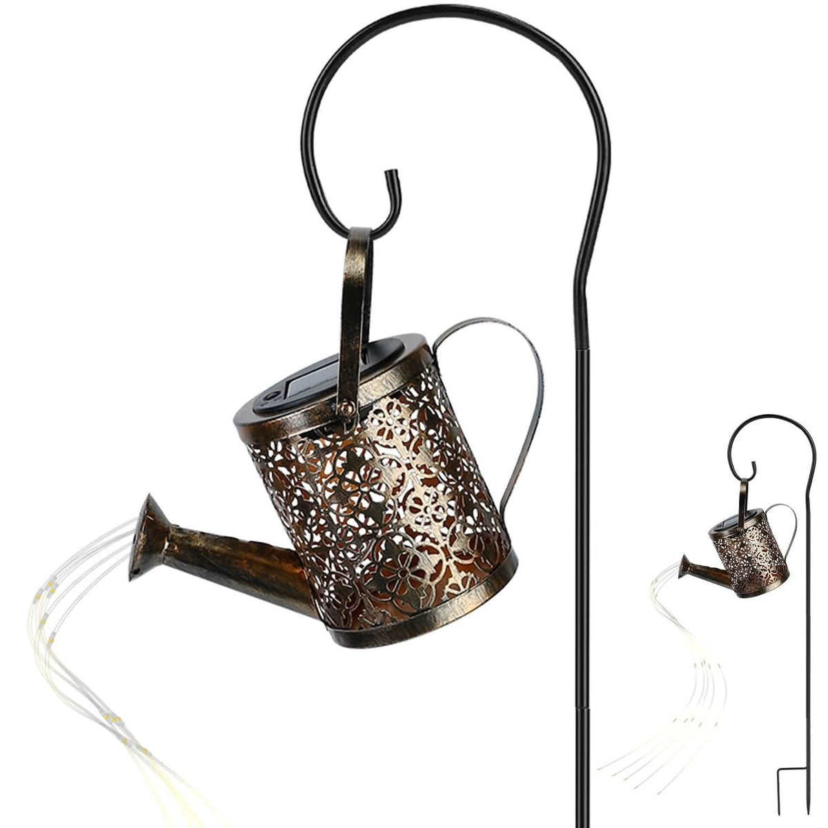 Solar Watering Can Powdered String Light Stake