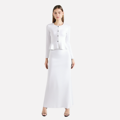 Solid color casual slim fit suit jacket mini skirt