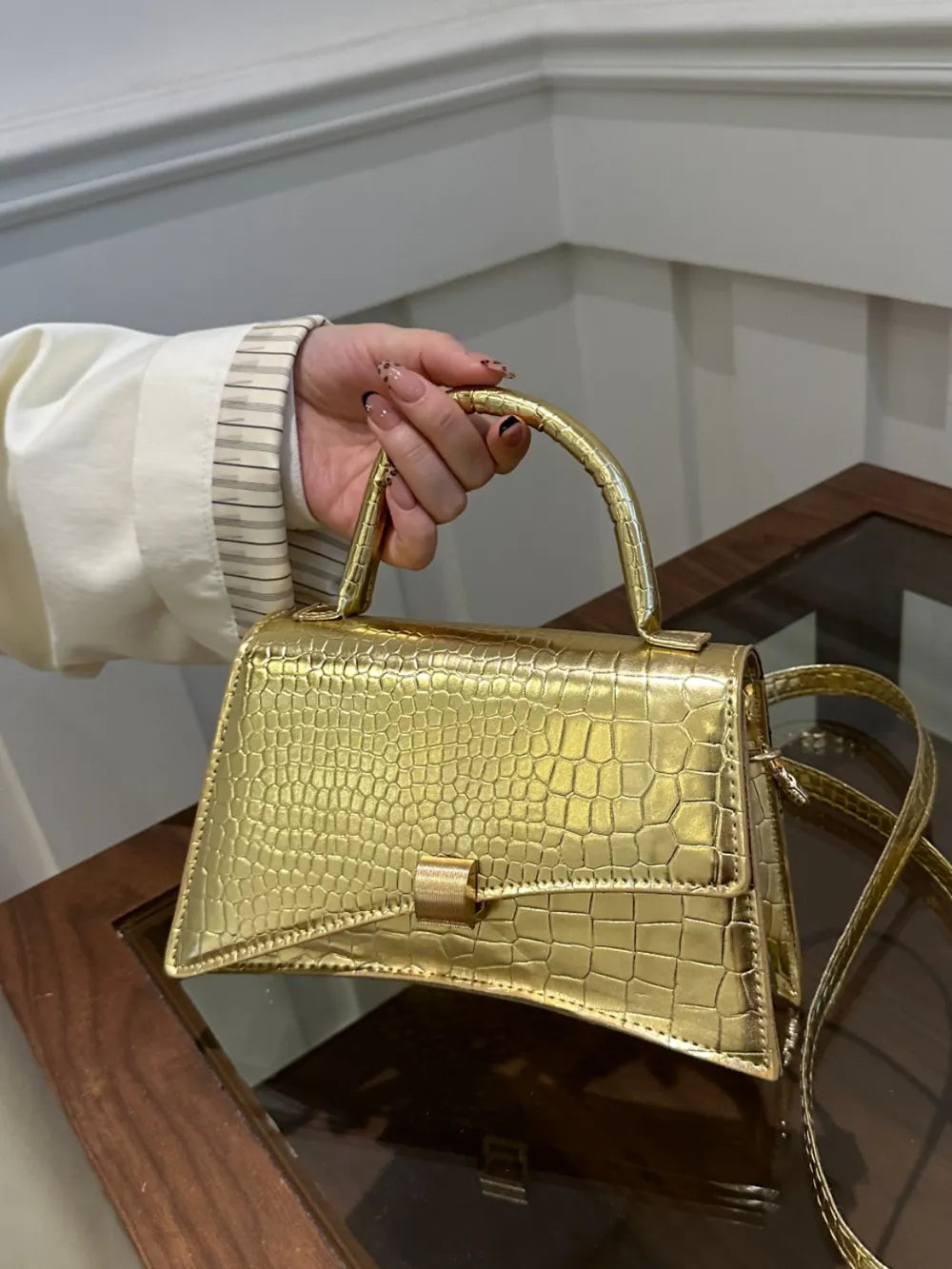 Solid Color PU Leather Handbag