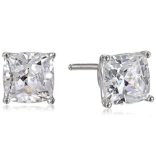 Solid Sterling Silver Cushion Cut Studs Earrings
