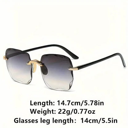 Square Rimless Summer Gradient Sun Shade Glasses