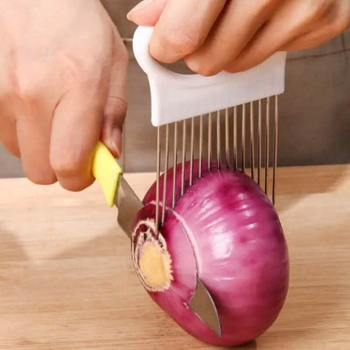 Stainless Steel Onion Needle Fork Vegetable Fruit Slicer