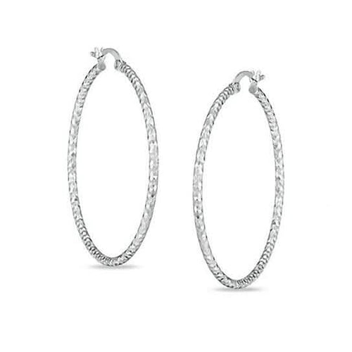 Sterling Silver Diamond Cut Hoops