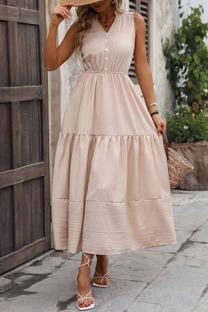 Summer new women's solid color temperament slim fit dress