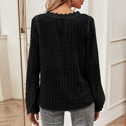 Swiss Dot Lace Panel Blouse