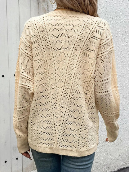 Thin knit short casual hollow cardigan
