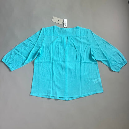 TOMMY BAHAMA Women's Lana Bay Gauze Top 3/4 Sleeve Blue Radiance Size M (New) - velouriva