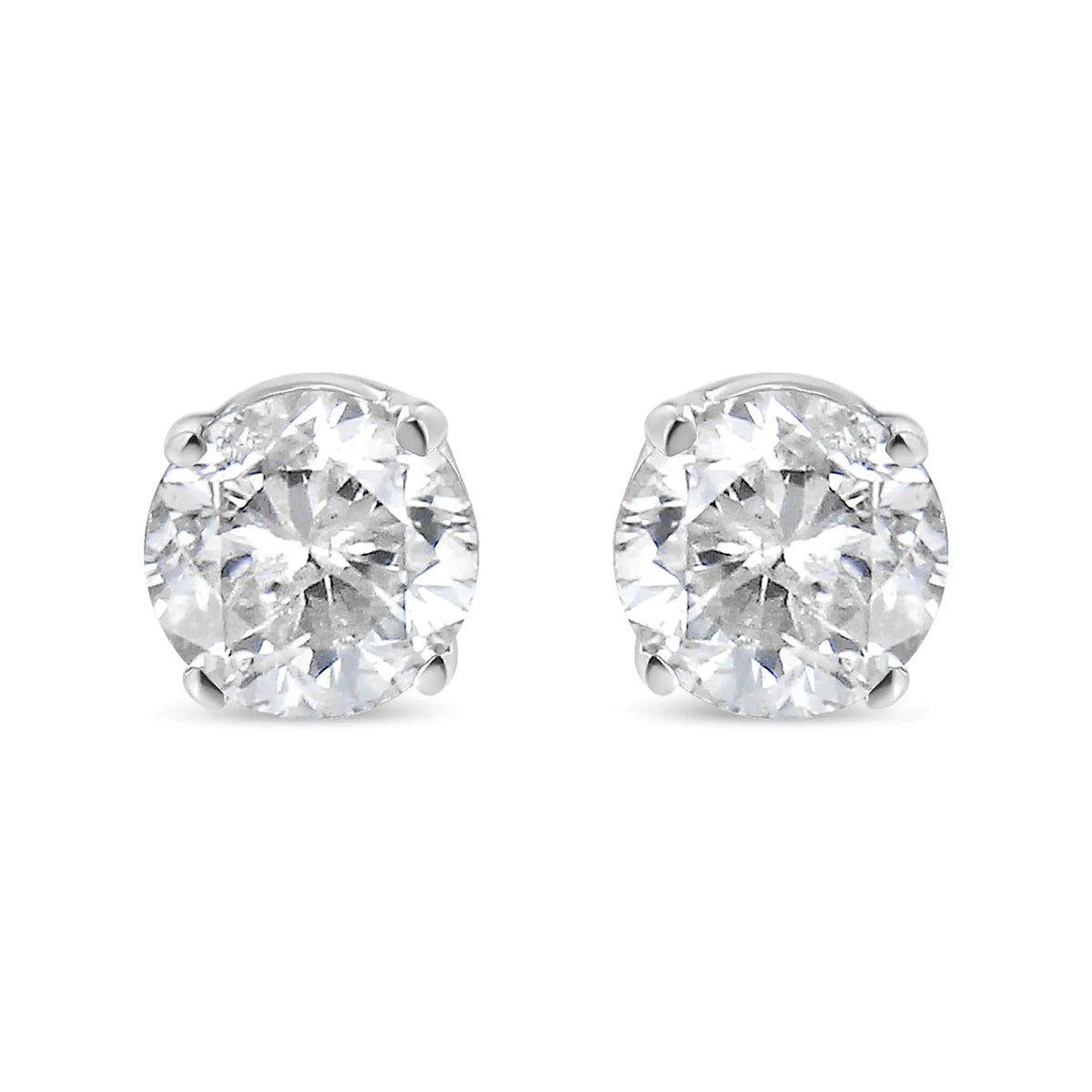 14K White Gold 1/2 Cttw 4-Prong Set Brilliant Round-Cut Solitaire Lab Grown Diamond Push Back Stud Earrings (F-G Color, VS2-SI1 Clarity)