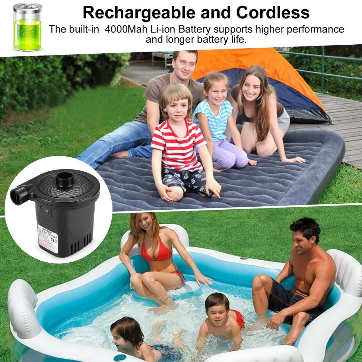 USB Rechargeable Cordless Electric Air Pump