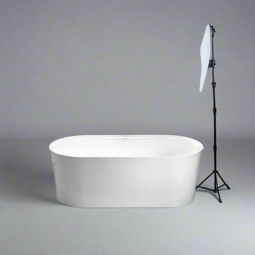 WOODBRIDGE 67” Freestanding Air Bubble Soaking Tub - White w/ Black Drain