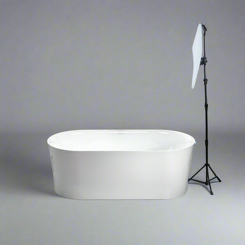 WOODBRIDGE 67” Freestanding Air Bubble Soaking Tub - White w/ Black Drain