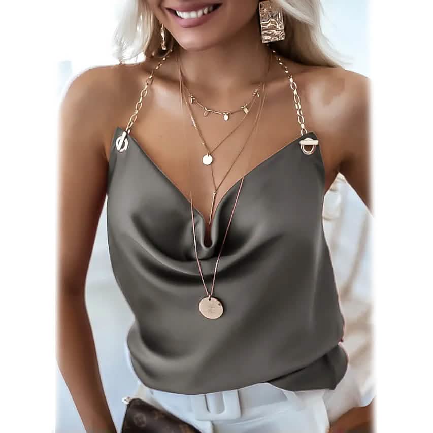 Women's Camisole Solid Colored Backless V Neck Basic Top