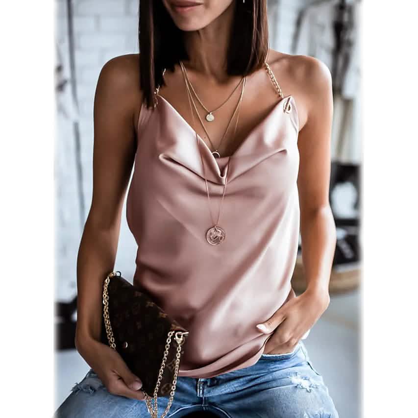 Women's Camisole Solid Colored Backless V Neck Basic Top