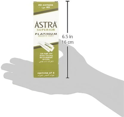 Astra Platinum Double Edge Safety Razor Blades,100 Blades (20 x 5) 100 Count (Pack of 1)