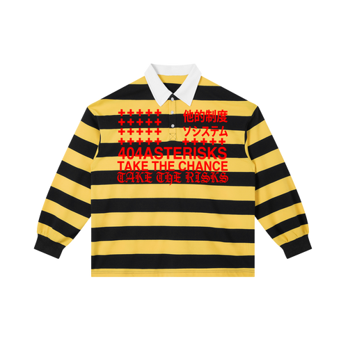 404ASTERISKS Collared Color Block Stripe Polo Shirt Streetwear
